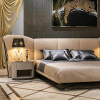 Meubles de chambre à coucher modernes haut de gamme, tête de lit rembourrée en cuir écologique, ensemble de lit luxueux, lits extra larges et moelleux