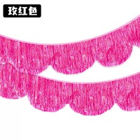 Rideau de fond métallique en forme d'arche, jupe de table à franges brillantes en feuille métallique, décoration de fête, couleur personnalisée, fabricant en gros
