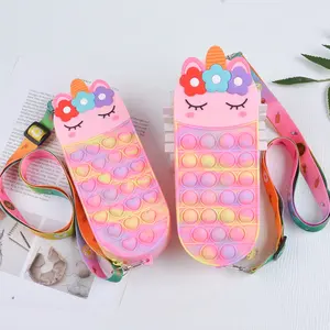 Many kind of pattern children's silicone small bag heart shape bubble unicorn cartoon shoulder bag cute baby outdoor bag