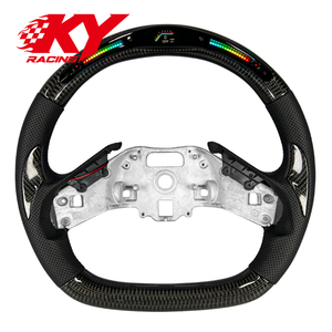 Volant de course sport personnalisé en cuir et fibre de carbone avec LED et indicateur de régime pour Chevrolet Corvette C8 ZR1 Z06 Z07 Coupé Stingray 2020-2027 - Product Image 1