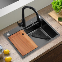 Évier de cuisine YINGTAO à poser, haut de gamme, en acier inoxydable 304, design contemporain, cuve simple carrée, finition polie, robinet inclus, garantie 5 ans