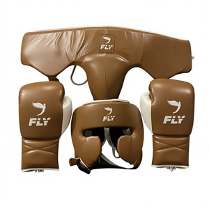 Ensemble d'équipement de boxe personnalisé Winning Boxing : Casque, Gants, Protection inguinale marron en cuir véritable à lacets, unisexe, pour entraînement et sparring - Product Image 1