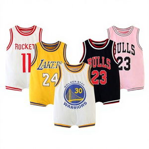 Mono de algodón para bebé con estampado de dibujos animados, sin mangas, tipo <span class=keywords><strong>chaleco</strong></span>, corto, para verano 2022, ropa deportiva unisex para escalada y baloncesto, con hebilla de doble botonadura - Product Image 1