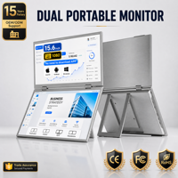 Moniteur portable LumiCreate FHD 1080P 15,6 pouces IPS à double écran, pliable, rotation automatique à 180°, type C, VESA, pour ordinateur portable, PC, téléphone