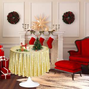 Multi stile argento paillettes inchiostro dorato tovaglia rotonda <span class=keywords><strong>oro</strong></span> 90 pollici scintillante per matrimonio festa di compleanno natale - Product Image 4