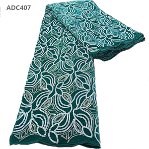 CHOCOO tela de encaje africano personalizado Color negro tela de encaje de terciopelo bordado con lentejuelas para vestido - Product Image 5