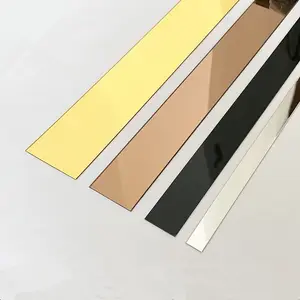 Hot Sale Edelstahl Fliesen verkleidung Dekoration goldener Metallst reifen Flachstahl Zierleisten mit selbst klebendem Für die Heim dekoration