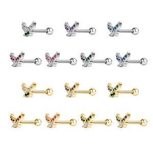 Bông tai dạng khuyên hình bướm hoa bằng thép không gỉ, thuộc bộ sưu tập Giấc mơ đêm hè, thiết kế độc đáo. - Product Image 2