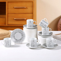 Nouvel ensemble de 6 tasses à café et soucoupes en céramique arabe de luxe, style européen, pour table basse, coffret cadeau promotionnel