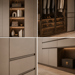 Modern <strong>Dark</strong> <strong>Wood</strong> <strong>Wardrobe</strong> with Tinted Glass Doors and Internal Organizers for Master Suite FSC Certified Bedroom Cabinet - Product Image 2