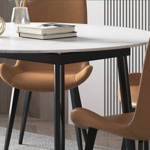 OKF <span class=keywords><strong>Table</strong></span> à manger <span class=keywords><strong>ronde</strong></span> extensible multifonctionnelle en pierre frittée de luxe à double usage avec <span class=keywords><strong>rallonge</strong></span> - Product Image 5