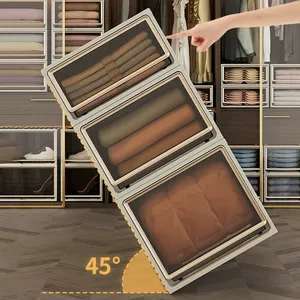 Cajonera de Plástico de 3 Niveles Xingyou, Organizador de Ropa Apilable con Frente Transparente para el Hogar Moderno - Product Image 5
