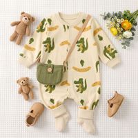 Combinaison à manches longues pour bébé garçon, imprimé banane crocodile, tenue de printemps et d'automne pour nouveau-né