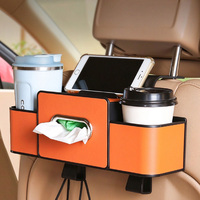 Organisateur de siège arrière de voiture, boîte de rangement en PP avec porte-gobelet multifonctionnel, porte-téléphone, boîte à mouchoirs et compartiment arrière