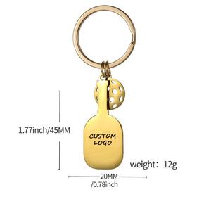 Custom Logo <b>Engraved</b> Engraving Stainless Steel Pick Ball Keychain Pendant Dog Tag <b>Key</b> <b>Ring</b> Keyring Charm Pickball <b>Key</b> Chain - Product Image 5