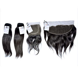 Extensions de cheveux humains brésiliens lisses en lots avec closure en dentelle suisse transparente, fournisseur d'extensions de cheveux humains indiens de temple - Product Image 6