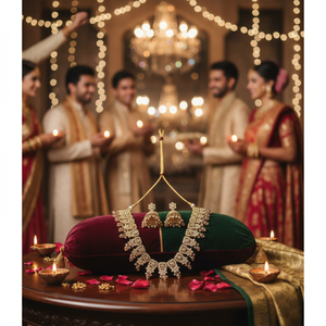 Wholesale Vintage Gold Plated Zircon Imitation Alloy <b>Set</b> Long Mala Bridal Engagement Wedding Party Gift Necklace Earrings - Product Image 3