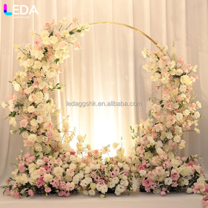 LEDA Modern <b>Wedding</b> Stage Decoration Round Metal <b>Backdrop</b> Gold Hanging Flower Arch Flower <b>Stand</b> - Product Image 1