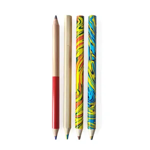 Art supplier 4 in 1 jumbo size multi colored pencils wooden magic colour pencil rainbow color pencils for kids drawing