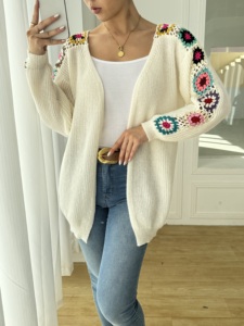 2024 Handmade Của Phụ Nữ Mùa Đông Crochet Cardigan Sexy Thoáng Khí Dệt Kim Áo Len Với Hoa In Mô Hình Miễn Phí Kích Thước Câu Lạc Bộ Phong Cách - Product Image 3