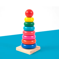 Tour arc-en-ciel personnalisable en bois, blocs de construction, jouets de maternelle en bois