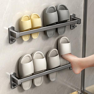 Estante para zapatillas de baño, organizador de almacenamiento duradero montado en la pared de 60x70cm para puerta de inodoro, detrás del escurridor - Product Image 1
