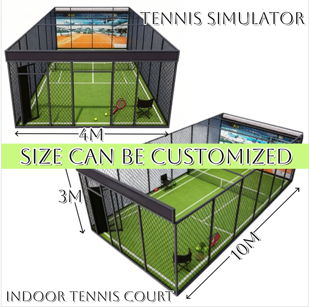 Customized Modular Tennis Practice Cage Indoor Tennis Court with Artificial Turf and Safety Fence Netting for Home Gym