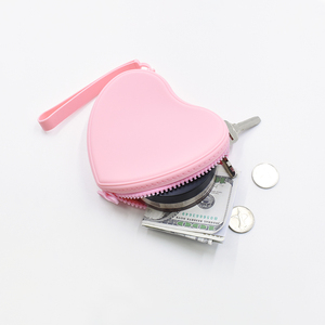 Fabrikgefertigte, kleine, wasserdichte, herzförmige Silikon-Kosmetiktasche für Lippenstifte, Make-up und Münzen mit großem Fassungsvermögen - Product Image 1