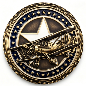 Pièce de monnaie en laiton plaqué or, thème patriotisme, avec gaufrage d'avion, impression émail dur, jeton d'art de collection - Product Image 3