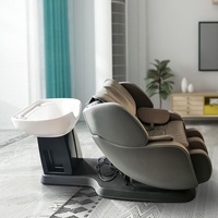 Chaise de shampooing de salon de beauté entièrement automatique haut de gamme, salon de coiffure, lavabo en céramique, massage robotique 3D, matériau en cuir