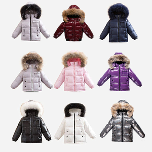 Enfants doudounes à capuche col en fourrure véritable filles garçons chaud coupe-vent bulle bouffant en gros hiver plume vers le bas manteau pour les enfants - Product Image 3