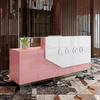 Bureau d'accueil moderne de luxelogo personnalisable bureau en pierre rose supermarché bâtiment avant salon hôtel salle de sport