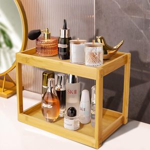 Bamboo 2-tier <b>Storage</b> Rack 50X30cm Freestanding For Bathroom Kitchen Bedroom <b>Dressing</b> <b>Table</b> Home Organization - Product Image 1