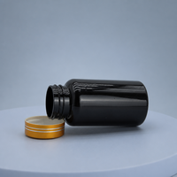 Flacon en plastique PET de 150 ml avec bouchon à vis en aluminium doré, conteneur vide pour capsules, comprimés, vitamines, emballage