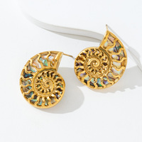 Moule à bijoux tendance en acier inoxydable plaqué or 18 carats, design coquillage abalone et conque, pour boucles d'oreilles, idéal pour l'initiation en gros, le style rétro, les cadeaux entre amis et les occasions de remise de diplôme