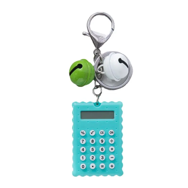 Adorabili calcolatrici progettate per biscotti anello portachiavi in metallo calcolatrice tascabile Color caramella Mini calcolatrici in plastica portachiavi