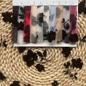 RTS Американский Тюль 100% нейлоновый Флокированный цветочный дизайн Тюлевая ткань - Product Image 2