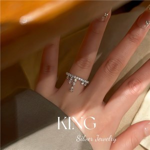 Anillo de Plata de Ley S925 con Diseño de Borla y Engaste Pavé de King Silver Jewelry, Anillo de Moda para Mujer, Regalo - Product Image 3