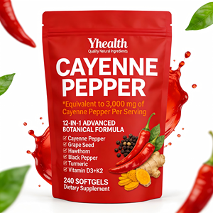 Yhealth Cayenne-Pfeffer-Softgels Nahrungsergänzungsmittel mit Vitamin E, D3+K2 und Extrakten aus Traubenkern, Weißdorn, Rote Beete, Berberin - Product Image 1