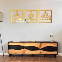 3 Pcs Vente Directe d'Usine Image Suspendue en Métal Musulman Home Art Decor Alapai Calligraphie Murale Islamique Décoration Murale Peinture
