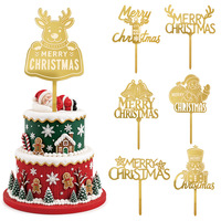 Décoration de gâteau de Noël en acrylique miroir doré, pics pour cupcakes Joyeux Noël, fournitures de fête de fin d'année, design personnalisé