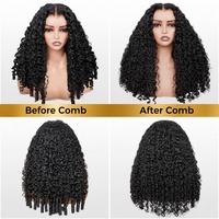 Perruque Lace Front Cheveux Humains Vierge Indiens Remy Bouclés Crépus 13x4 HD Lace Sans Colle Pré-Pluckée pour Femmes Noires
