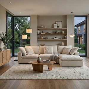 Canapé modulaire compressé en forme de L avec design éco-responsable et tissu doux pour hôtels et salons - Product Image 1