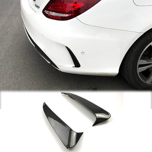 Mercedes-Benz C-Class W205 Carbon Fiber Rear Bumper Side Skirts Adhesive ABS Trim Piano Black - Product Image 1