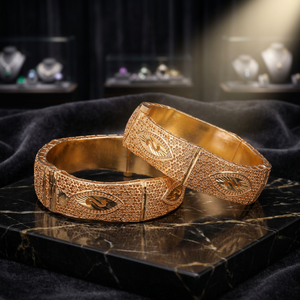 Lujo Oro Joyeria Brazaletes de moda Tinte Chapado en oro Brazaletes Kada Joyas rellenas de oro con diseño tradicional - Product Image 3