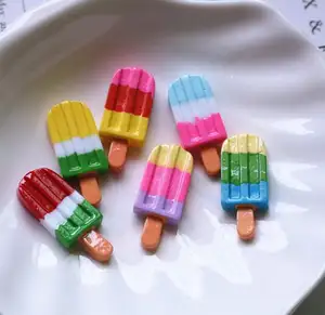 Wholesale Beautiful Three-color Ice Cream Resin Figures Polymer Clay Charms Resin Molds For playdoughs.