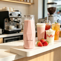 Boîte de boisson transparente en PET de qualité alimentaire avec couvercle en aluminium à ouverture facile, logo personnalisé disponible pour les sodas, les jus, les milk-shakes