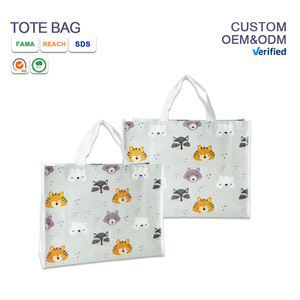 Custom Eco-Friendly Reusable PP Woven Bag Promotional PP Laminated Grocery Waterproof Cartoon Printing Shopping Tote Bag