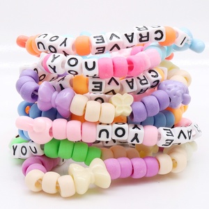 สร้อยข้อมือลูกปัดม้าหลากสี DIY สำหรับเด็ก,สร้อยข้อมือลูกปัดเมล็ดพันธุ์ม้าพลาสติก
