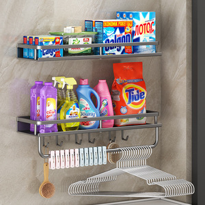 Étagère de rangement murale pour salle de bain, 2 niveaux, sans perçage, pour lavabo, toilettes, balcon, capacité de charge 5 kg - Product Image 4